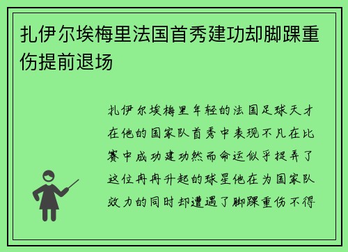 扎伊尔埃梅里法国首秀建功却脚踝重伤提前退场